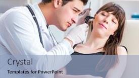  Presentation with medical ear - Colorful PPT theme enhanced with doctor checking patients ear during medical examination backdrop and a light blue colored foreground