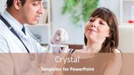  Presentation with ear medical - Audience pleasing slides consisting of doctor-checking-patients-ear-during backdrop and a coral colored foreground