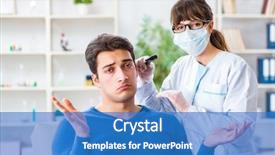  Presentation with medical ear - Beautiful slide set featuring doctor checking patients ear backdrop and a  colored foreground