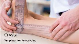  Presentation with joint - Audience pleasing PPT layouts consisting of medical feet - doctor checking patients joint flexibility backdrop and a soft green colored foreground