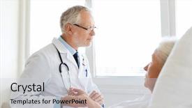  Presentation with senior care - Presentation theme with doctor checking senior woman pulse background and a lemonade colored foreground