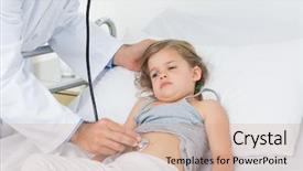 Presentation with stomach - Theme with doctor checking stomach of sick background and a soft green colored foreground