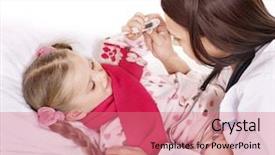  Presentation with child respiratory system - PPT layouts enhanced with doctor checking temperature of child background and a coral colored foreground