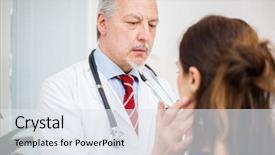  Presentation with anatomy physiology lymph nodes - PPT theme having doctor checking the lymph nodes background and a sky blue colored foreground