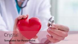  Presentation with medical heart - Beautiful presentation theme featuring doctor checking up heart in medical concept backdrop and a red colored foreground