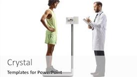  Presentation with weight - PPT theme enhanced with doctor-checking-weight background and a white colored foreground