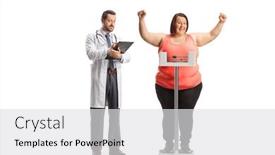  Presentation with weight - Presentation design with doctor-checking-weight background and a light gray colored foreground
