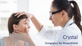  Presentation with eye doctor - Slide deck consisting of doctor checking woman eye background and a sky blue colored foreground