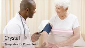  Presentation with blood pressure - Audience pleasing presentation consisting of doctor checking woman's blood backdrop and a coral colored foreground