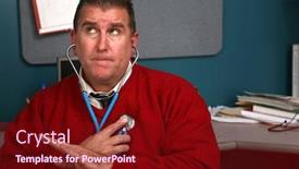  Presentation with heart beat - Theme featuring doctor checks his own heart beat background and a wine colored foreground