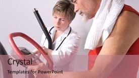  Presentation with medical training - Beautiful presentation design featuring doctor checks the medical result backdrop and a coral colored foreground