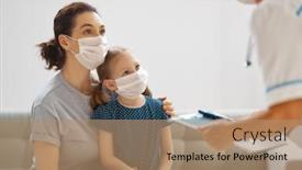  Presentation with flu virus - Beautiful slide deck featuring doctor-child-and-mother-wearing backdrop and a coral colored foreground