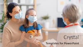  Presentation with mother child - PPT layouts enhanced with doctor-child-and-mother-wearing background and a coral colored foreground