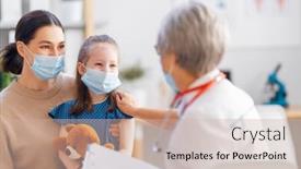  Presentation with mother child - Theme enhanced with doctor-child-and-mother-wearing background and a soft green colored foreground