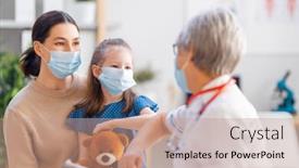  Presentation with mother child - Theme enhanced with doctor-child-and-mother-wearing background and a coral colored foreground