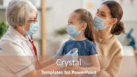  Presentation with 2019 - Beautiful slide deck featuring doctor-child-and-mother-wearing backdrop and a coral colored foreground