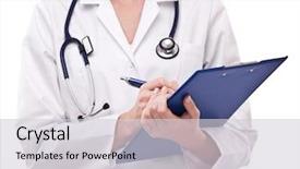  Presentation with medical index card - PPT layouts with doctor completing on medical card background and a  colored foreground