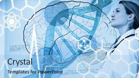  Presentation with brain structure - Colorful slide set enhanced with doctor consulting brain interface backdrop and a light blue colored foreground