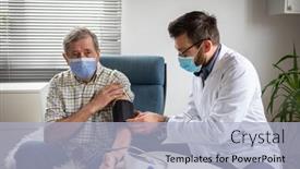  Presentation with elderly home - Slides having doctor-consulting-elderly-male-patient background and a light blue colored foreground