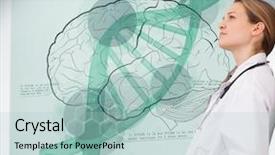  Presentation with doctor and brain - Theme with doctor consulting futuristic green brain background and a mint green colored foreground