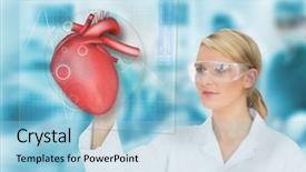  Presentation with heart valve - Colorful presentation theme enhanced with doctor consulting heart diagram backdrop and a light blue colored foreground