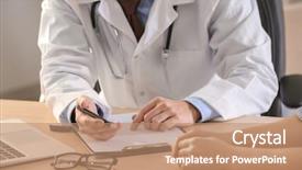  Presentation with asian doctor obese patient - PPT theme featuring doctor consulting patient in clinic background and a  colored foreground