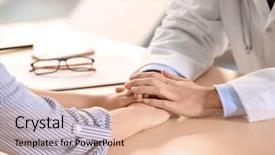  Presentation with asian doctor obese patient - Beautiful presentation theme featuring doctor consulting patient in clinic backdrop and a  colored foreground