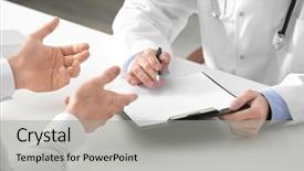  Presentation with consulting - Colorful presentation theme enhanced with doctor consulting patient in clinic backdrop and a  colored foreground