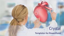  Presentation with heart valve - Presentation design having doctor consulting touchscreen displaying heart background and a sky blue colored foreground