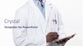  Presentation with skin color - Theme with doctor-dark-skin-guy-virologist background and a sky blue colored foreground