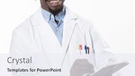  Presentation with skin color - Presentation design consisting of doctor-dark-skin-guy-virologist background and a sky blue colored foreground