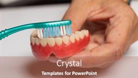  Presentation with dental prosthesis - Beautiful slide deck featuring doctor-dentist-show backdrop and a red colored foreground