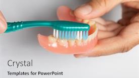 Presentation with dental prosthesis - Slide deck having doctor-dentist-show background and a light gray colored foreground