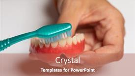  Presentation with dental prosthesis - Audience pleasing PPT theme consisting of doctor-dentist-show backdrop and a coral colored foreground