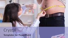  Presentation with fat - Beautiful presentation theme featuring doctor-dietician-giving-advices backdrop and a light blue colored foreground