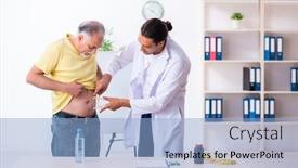  Presentation with fat - Slides featuring doctor-dietician-giving-advices background and a light blue colored foreground