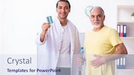  Presentation with fat - Presentation theme enhanced with doctor-dietician-giving-advices background and a sky blue colored foreground