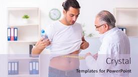  Presentation with fat - PPT theme consisting of doctor-dietician-giving-advices background and a light blue colored foreground