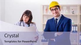  Presentation with hospital improvement plan - Cool new slide deck with doctor discussing new hospital plan backdrop and a  colored foreground