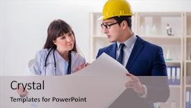  Presentation with hospital - Audience pleasing slide deck consisting of doctor discussing new hospital plan backdrop and a light gray colored foreground