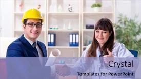  Presentation with hospital - Audience pleasing presentation design consisting of doctor discussing new hospital plan backdrop and a light blue colored foreground