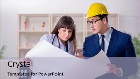  Presentation with hospital - Presentation theme featuring doctor discussing new hospital plan background and a  colored foreground