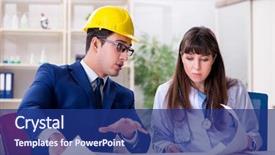  Presentation with hospital - PPT layouts featuring doctor discussing new hospital plan background and a navy blue colored foreground