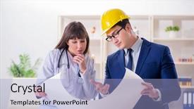  Presentation with hospital improvement plan - PPT theme featuring doctor discussing new hospital plan background and a light blue colored foreground
