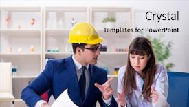  Presentation with hospital - Slide deck enhanced with doctor discussing new hospital plan background and a sky blue colored foreground