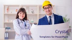  Presentation with hospital improvement plan - Theme consisting of doctor discussing new hospital plan background and a lemonade colored foreground