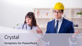  Presentation with hospital improvement plan - Beautiful PPT theme featuring doctor discussing new hospital plan backdrop and a lemonade colored foreground