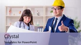  Presentation with hospital - Amazing PPT layouts having doctor discussing new hospital plan backdrop and a light blue colored foreground