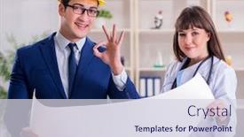  Presentation with hospital - Audience pleasing slide deck consisting of doctor-discussing-new-hospital-plan backdrop and a sky blue colored foreground