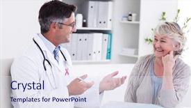  Presentation with pink ribbon - Beautiful PPT layouts featuring doctor discussing with senior patient backdrop and a sky blue colored foreground